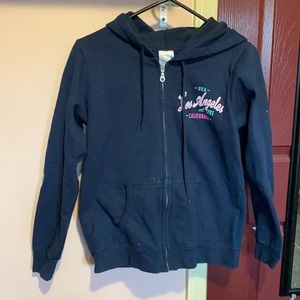 Dark blue zip up Los Ángeles hoodie, small women’s